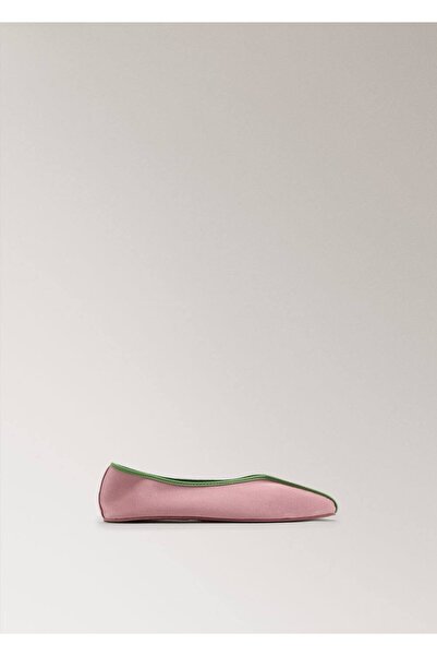 MANGO Woman Saten şeritli kontrast babet