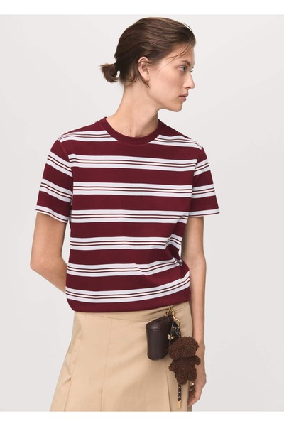 MANGO Woman Çizgili kısa kollu tişört