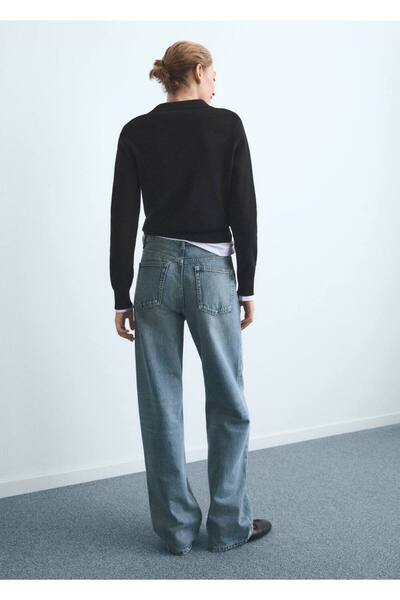MANGO Woman Düz kesim orta bel Miami jean pantolon