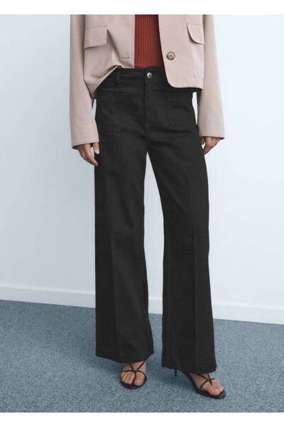 MANGO Woman Düğmeli wideleg jean