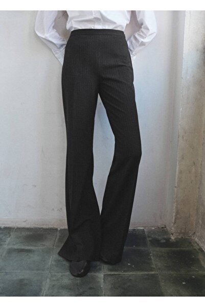 MANGO Woman İnce çizgili kumaş pantolon