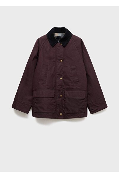 MANGO Woman Kadife yaka pamuklu parka