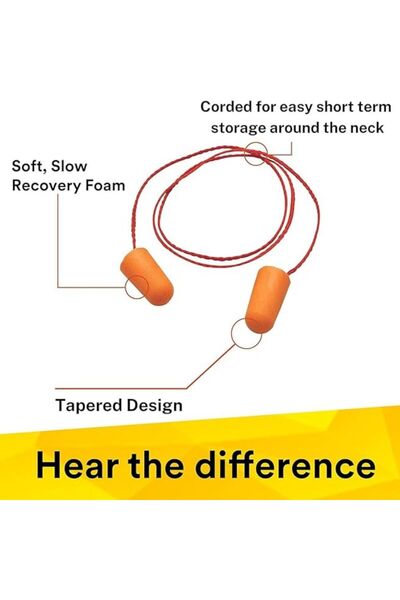 STARK Reusable Corded Ear Plugs ExtraSoft Silicone Earbuds for Noise Cancellation Hearing-100PCS/CTN