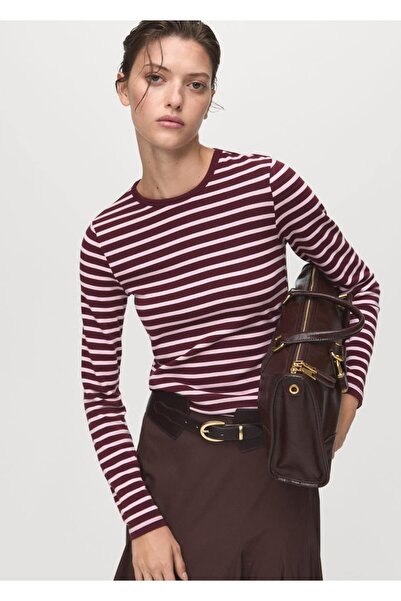 MANGO Woman Long sleeve striped t-shirt