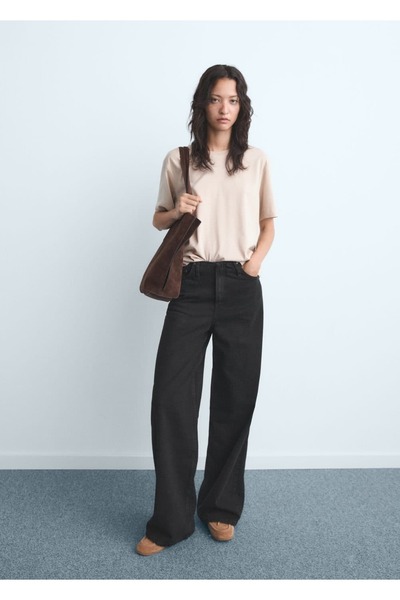 MANGO Woman Orta bel wide leg jean pantolon