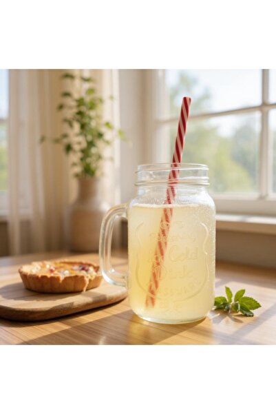 G Golden Case Casa Cana pentru Limonada, tip borcan cu maner, capac si Pai re...