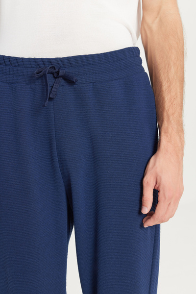 AC&Co / Altınyıldız Classics Чоловічі темно-сині бавовняні штани зі стандартним кроєм, зав'язкою на талії та боковими кишенями