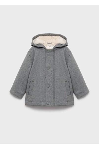 MANGO Baby Suni kürk astarlı kapüşonlu palto