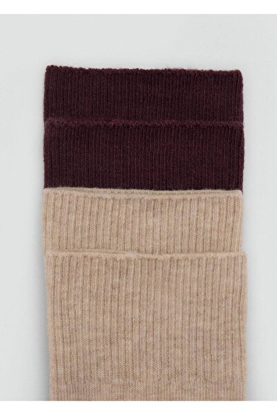 MANGO Woman Set of 2 Ribbed Cotton Socks