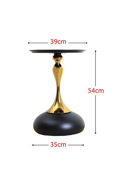 Family Ship Steel Service Table - Circular - Gold and Black