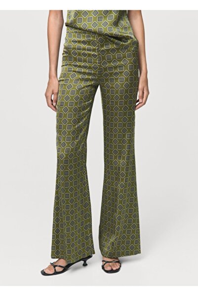 MANGO Woman Geometrik desenli saten pantolon