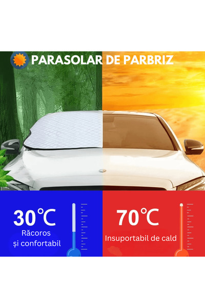 Elindor ® Car Sunshade for Windshield, Magnetic with 3 Magnets, 4-Layer, 193 x 125 cm, Silver