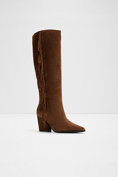 Aldo Kaelya - Women's Brown Genuine Suede Block Heeled Zippered Boots