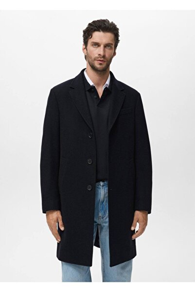 MANGO Man Uzun yün palto