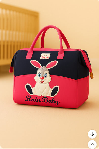 Rain Baby حقيبة العناية بالطفل حقيبة الأم والطفل بنمط أرنب