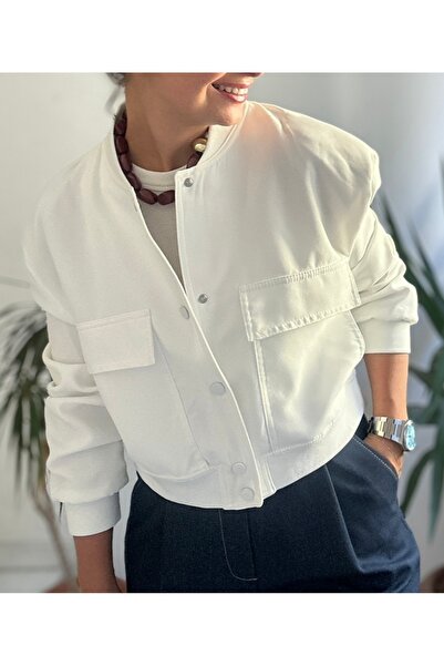 LaSorella Butik KADIN BEYAZ KISA ÇITÇITLI CEKET