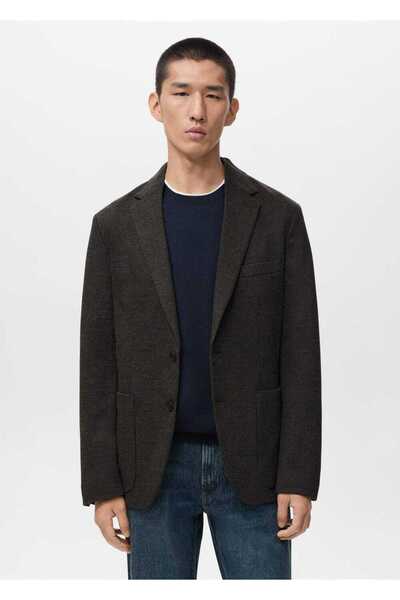 MANGO Man Slim fit mikro kareli blazer ceket