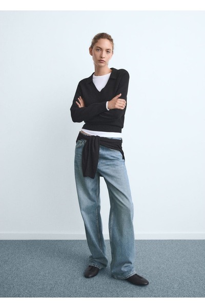 MANGO Woman Düz kesim orta bel Miami jean pantolon