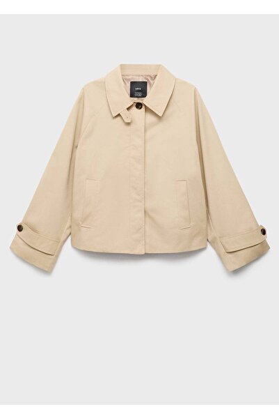 MANGO Woman Kemerli kısa oversize trençkot