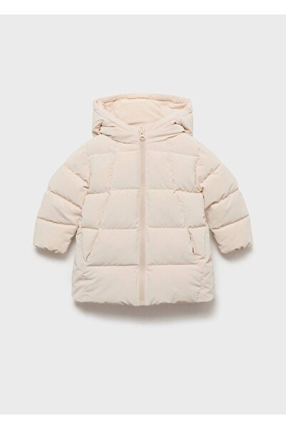 MANGO Baby Kapüşonlu uzun kapitone anorak