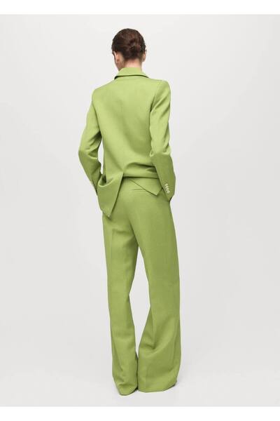 MANGO Woman Düz kesim keten karışımı pantolon