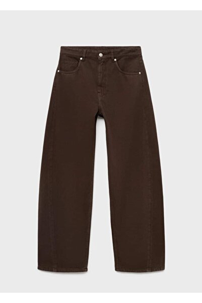MANGO Woman Orta belli barrel jean pantolon