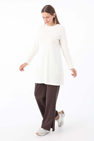 ALLDAY Ecru01-Βασικό βαμβακερό μπλουζάκι από λύκρα σούπερ ιμάντζεμ πλέξης