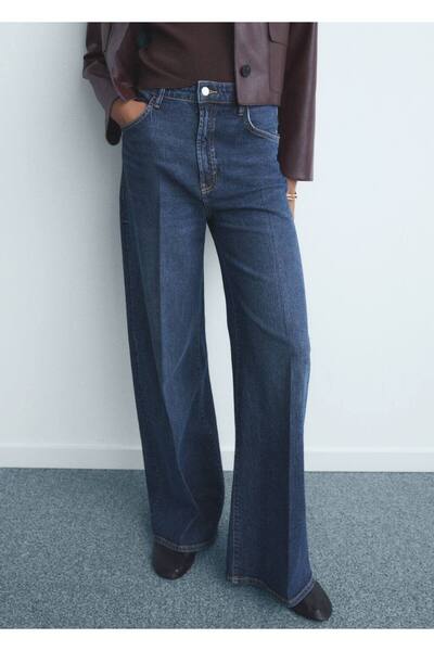 MANGO Woman Yüksek bel wide leg jean pantolon