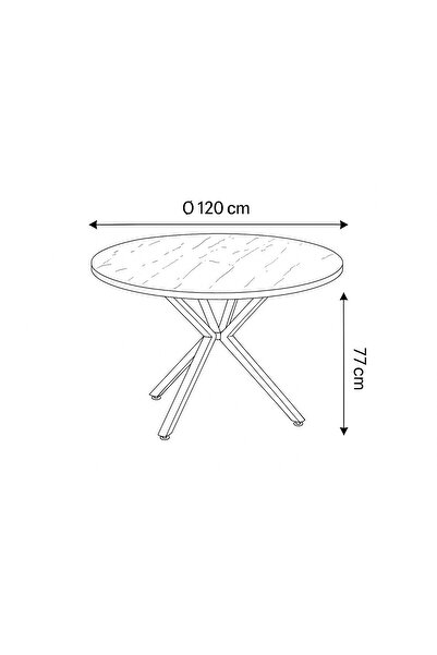 DENGEMA Zenit Plus Açılır Yuvarlak Masa (Sandalyesiz) – Traverten Desen, Kapuçino Ayak, Ø120→160 cm
