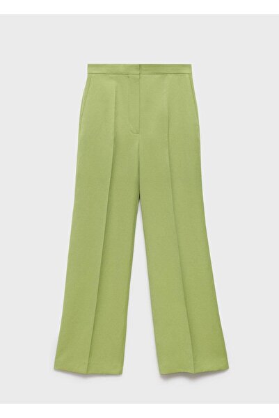 MANGO Woman Düz kesim keten karışımı pantolon