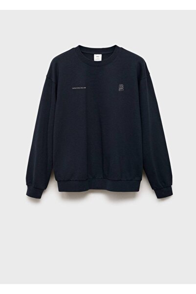 MANGO Man %100 pamuklu mesajlı sweatshirt