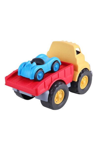 lets be child Camion-platforma cu masina, 19x30, galben/rosu, LC