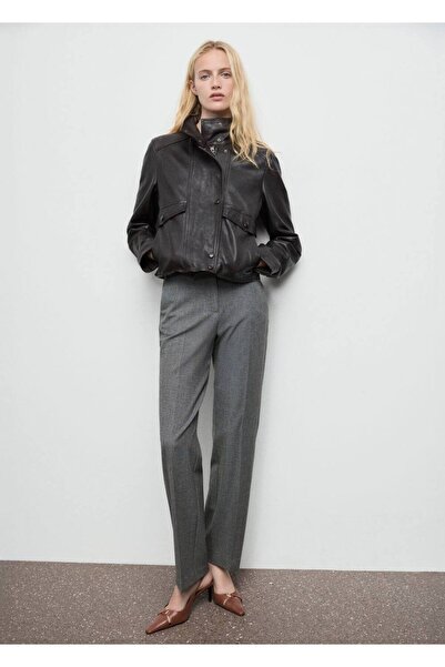 MANGO Woman Düz kesim orta belli pantolon