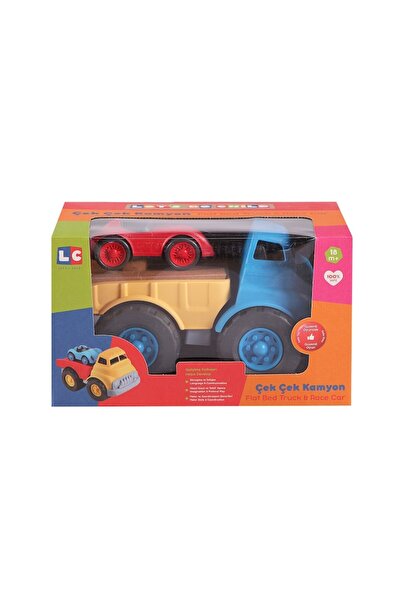 lets be child Camion-platforma cu masina, 19x30, albastru/galben