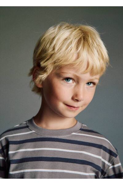 MANGO Baby Pamuklu çizgili tişört