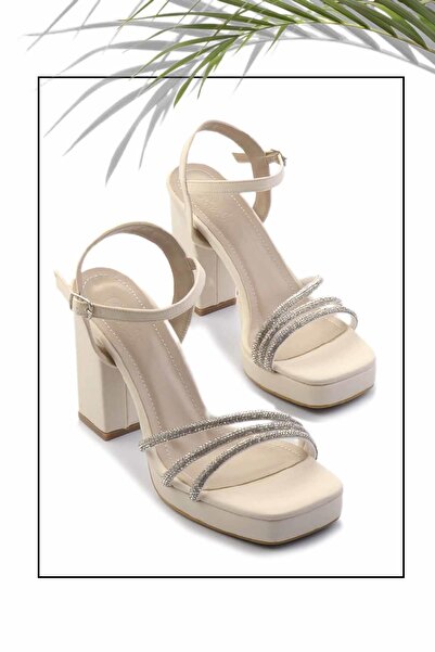 Bambi Matte Beige Women's Classic Heeled Shoes K05215164838