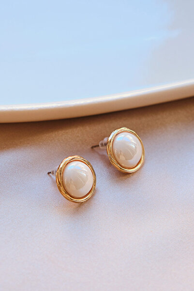 AURRARİ Gold Taşlı Yuvarlak Küpe