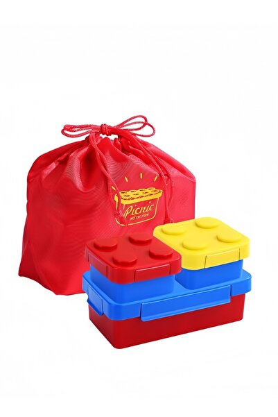 XIUWOO صندوق غداء للأطفال من مكعبات البناء القابلة للبناء وصندوق بينتو للنزها...