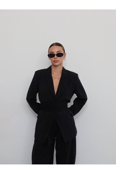 AÈC PRIVÈ Women's Shawl Detailed Lined Blazer Jacket Pants Suit 7777 (100% Cotton, Non-Pilling)