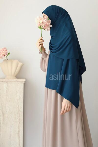 ASİLNUR Elif Large Size Shawl 70X220 Petrol Blue