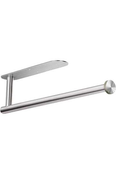 Elindor Kitchen Paper Roll Holder, Stainless Steel, 33.5 cm, Self-Adhesive or Screw Mounting, Silver