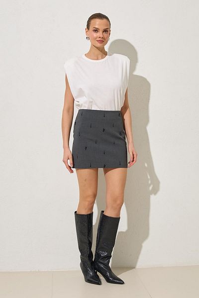 Setre Anthracite Pearl Detailed Mini Skirt