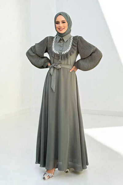 Bym Fashion Φόρεμα με λεπτομέρεια με πιέτες 3949 Mint