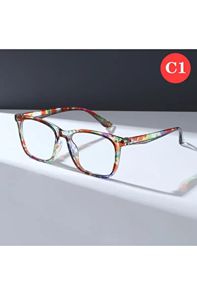 Safari Multicolor Kare Çerçeveli Retro Gözlük – Unisex Şeffaf Lens