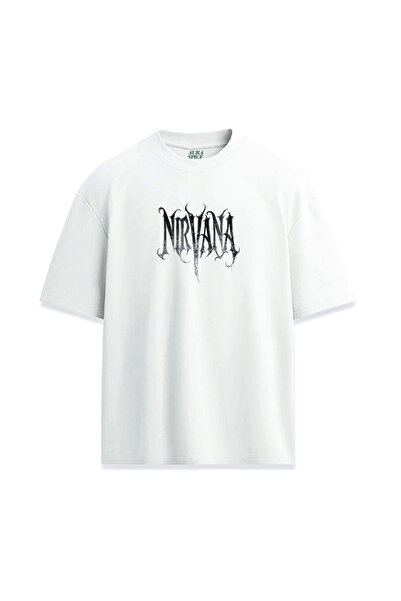 Darkia تي شيرت مريح للجنسين مطبوع عليه نص جوثيك بشعار نيرفانا