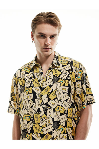 Koton Πουκάμισο με κοντό μανίκι με σχέδιο από βισκόζη με κουμπιά