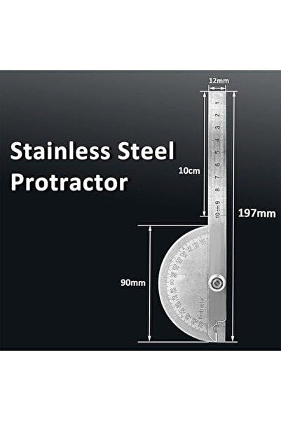 Duravel Angle Finder Protractor, 180°, Stainless Steel, 100mm Swing Arm, Precision Scale