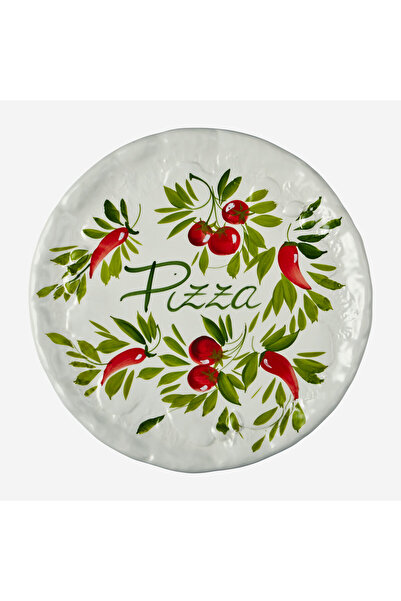 Edelweiss طبق بيتزا سيراميك أبيض إيطالي 33 سم