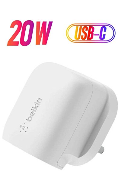 Belkin شاحن حائط Boost Charge USB C بمقبس 20 وات أبيض