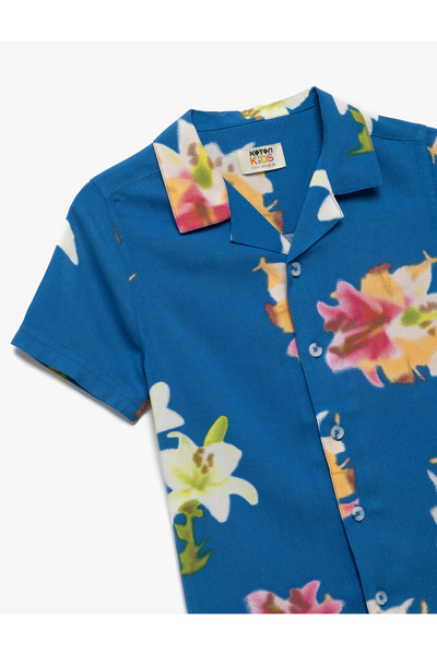 Koton Cămașă din viscoză cu mâneci scurte și nasturi cu model floral